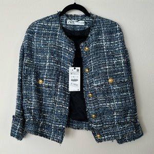 Zara blue tweed jacket